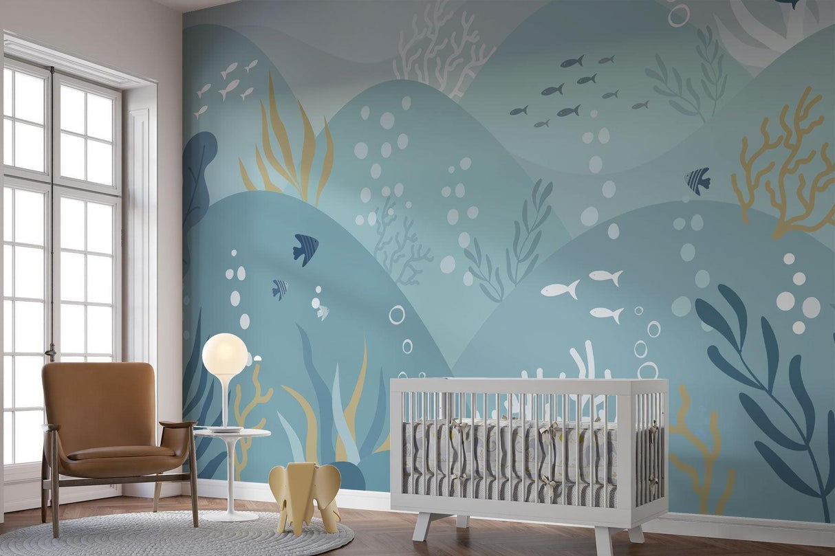 Papier Peint Mural Océan | Scène de Vie Marine Sous-Marine