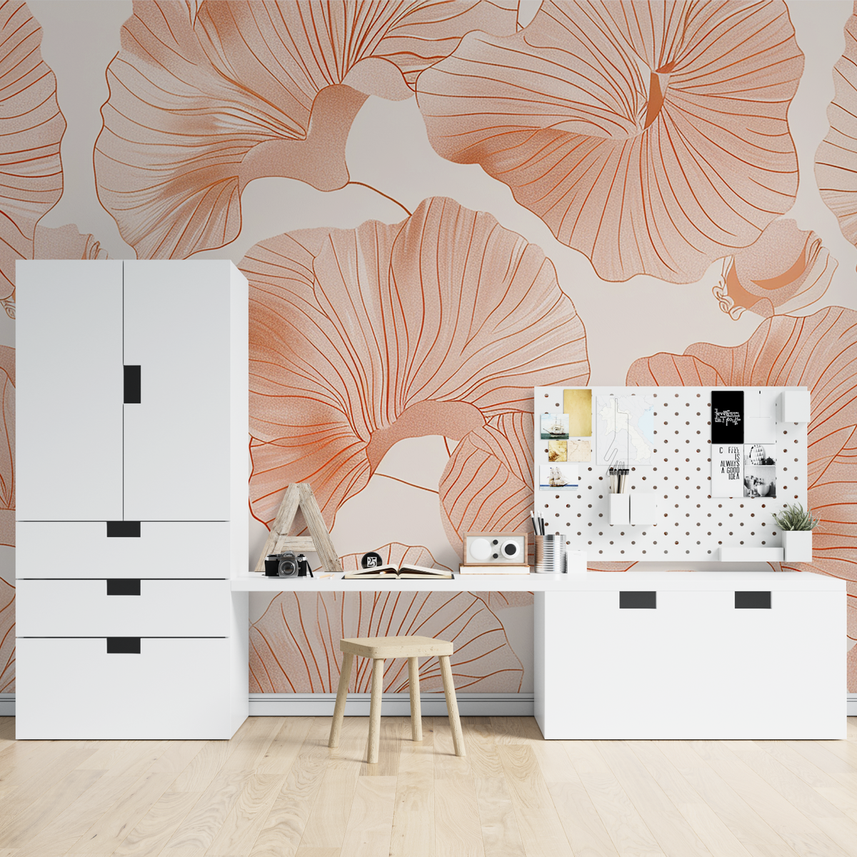 Floral Mural Wallpaper | Large Scale Terracotta Petals