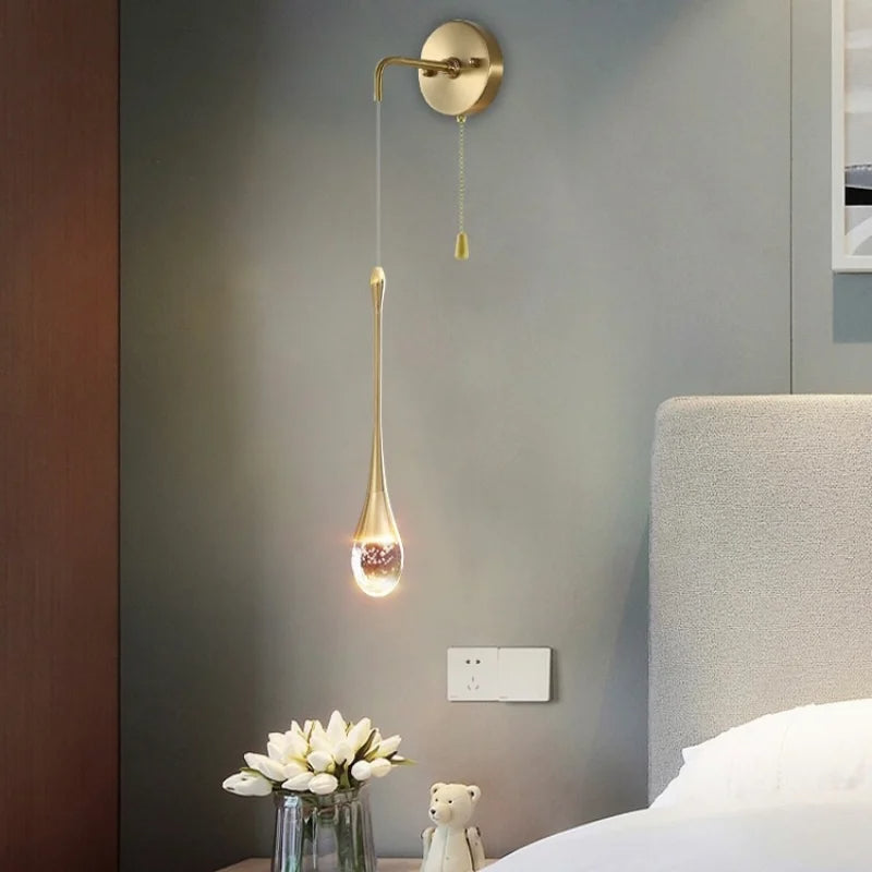 Modern LED Wall Lamp Crystal Drop Design With Gold Accents - Product detail 6