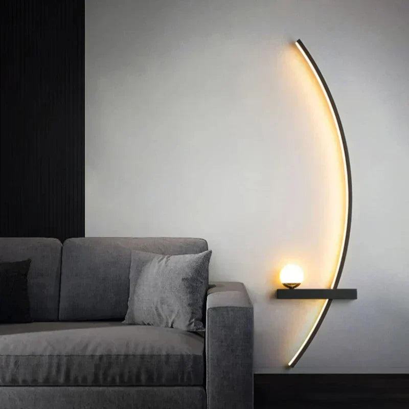Curved LED Wall Lamp Modern Minimalist Design - Detailed view