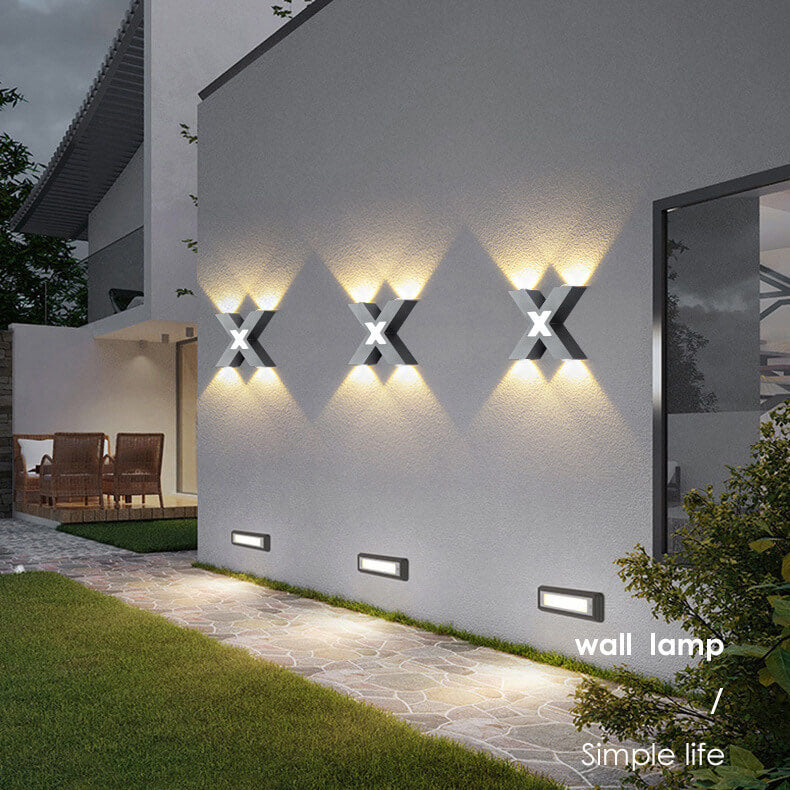 Modern Outdoor Wall Light X-Shape LED Waterproof Design - Product showcase