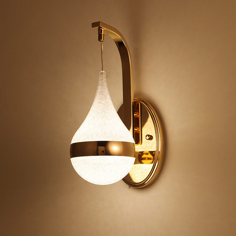 Modern LED Wall Sconce Teardrop Glass Gold Trim - Product detail 14