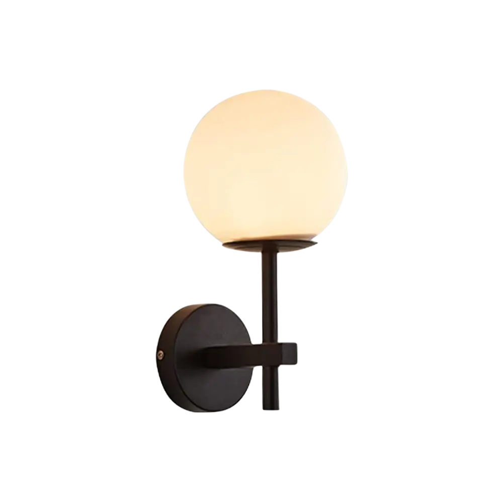 Modern Wall Sconce Black Aluminum Globe Light - Detailed view