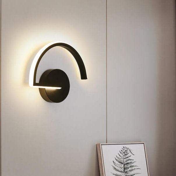 Modern LED Wall Sconce Curved Aluminum Half-Circle Design - Product example