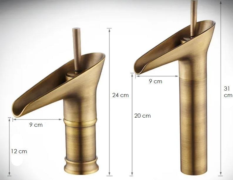 Waterfall Bathroom Faucet  Antique Brass Single Handle Design - Product detail 12