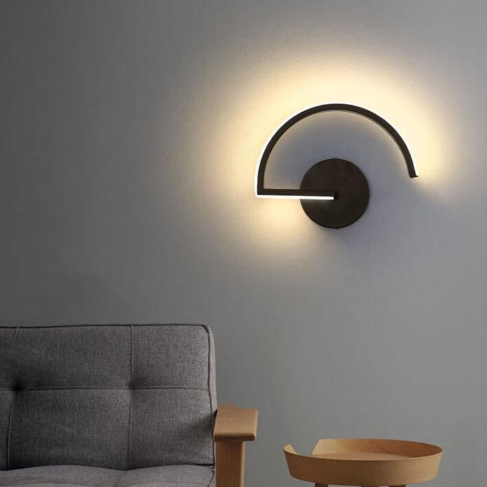 Modern LED Wall Sconce Curved Aluminum Half-Circle Design - Product detail 8