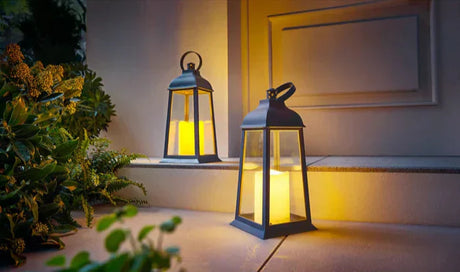 Outdoor LED Lanterns  Glass Panel Flickering Flame Design - Product detail 4