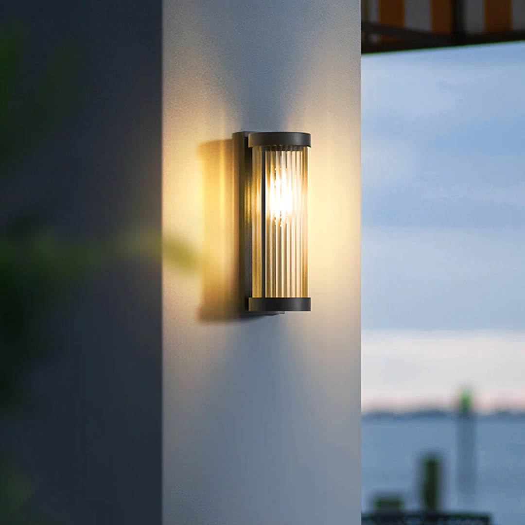 Modern Outdoor Wall Light Ribbed Glass LED Sconce - Product detail 4