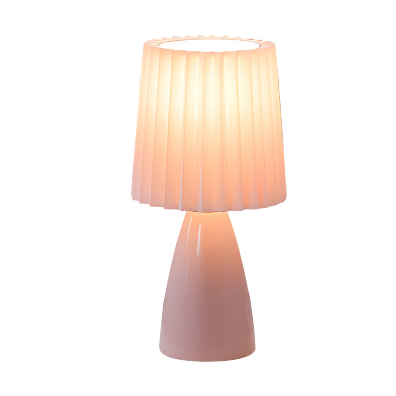 Modern Table Lamp Pleated Shade Glass Base - Detailed view
