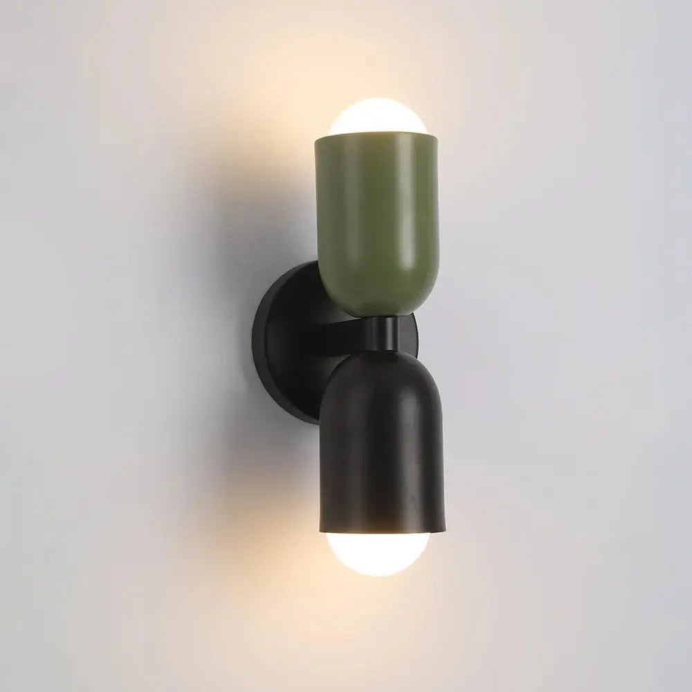 Modern Wall Sconce Dual-Head Green Black Design - Detailed view