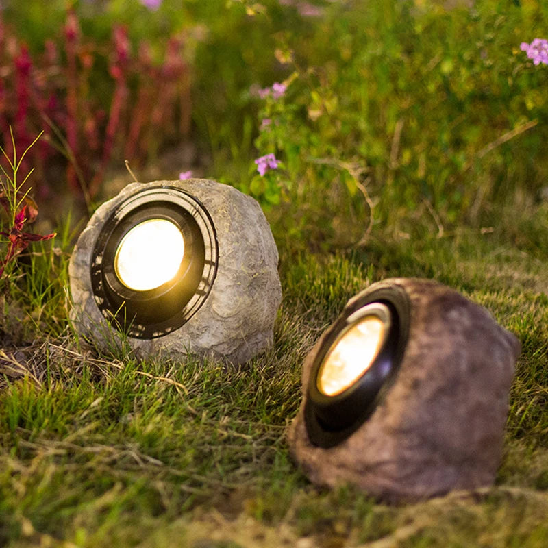 Solar Garden Rock Light Natural Stone Landscape Illumination - Detailed view
