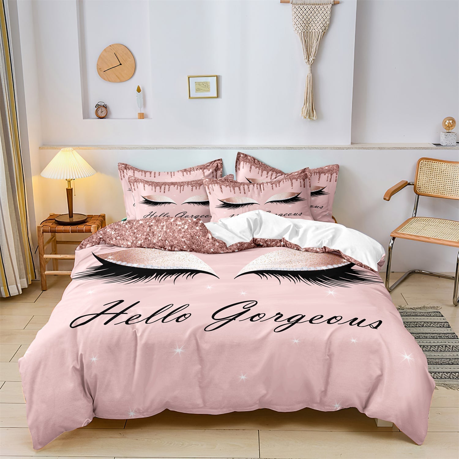 Modern Cotton Duvet Set  Eyelash Print Design - Product showcase