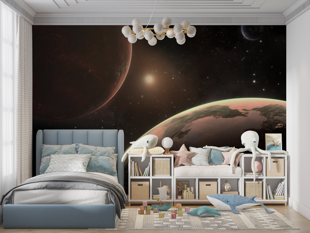 Space Mural Wallpaper | Cosmic Planets and Stars Design