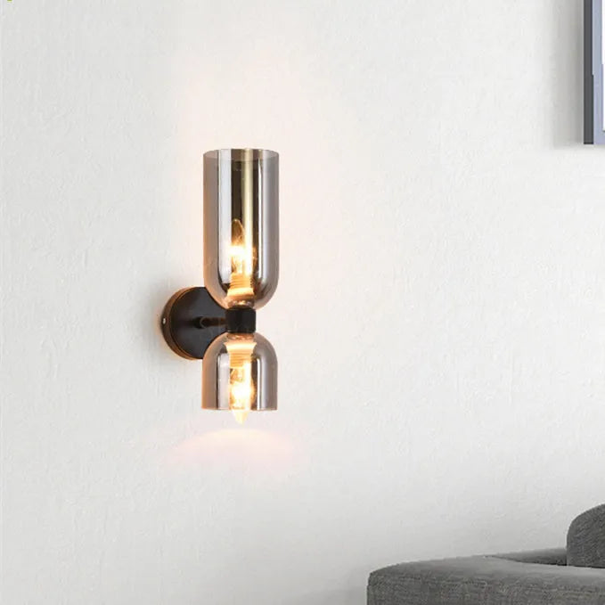 Modern Glass Wall Lamp Dual Layer Smoked Design - Detailed view