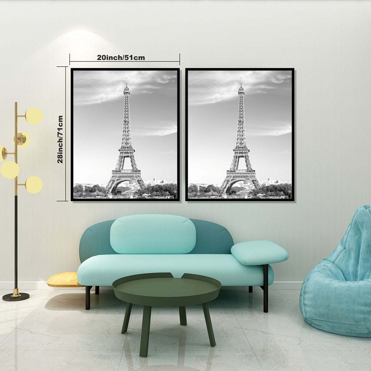 Modern Picture Frame Set Black Gallery Style 20x28 Frames - Detailed view