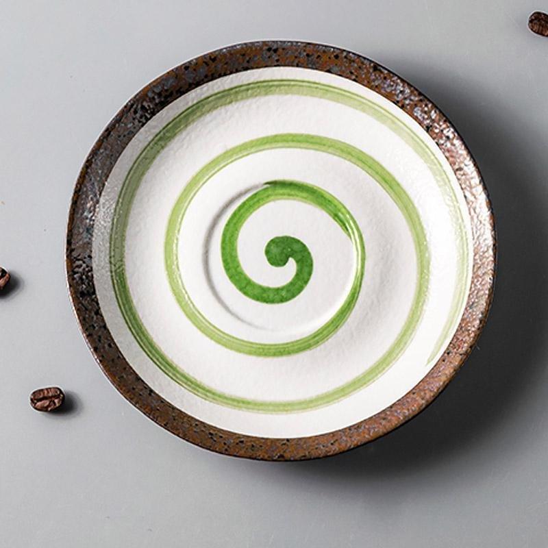 Artisan Matcha Tea Set  Spiral Pattern Stoneware Cup  Saucer - Product detail 4