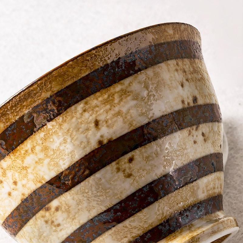 Artisan Matcha Tea Set  Spiral Pattern Stoneware Cup  Saucer - Product detail 5