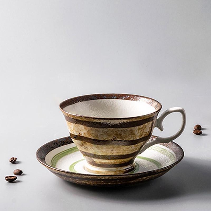 Artisan Matcha Tea Set  Spiral Pattern Stoneware Cup  Saucer - Product detail 10