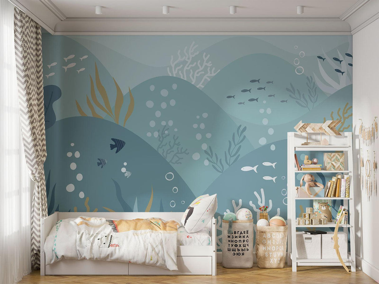 Papier Peint Mural Océan | Scène de Vie Marine Sous-Marine