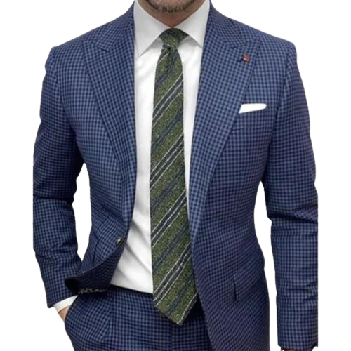 Classic Plaid Blazer Light Blue Windowpane Pattern - Product detail 4