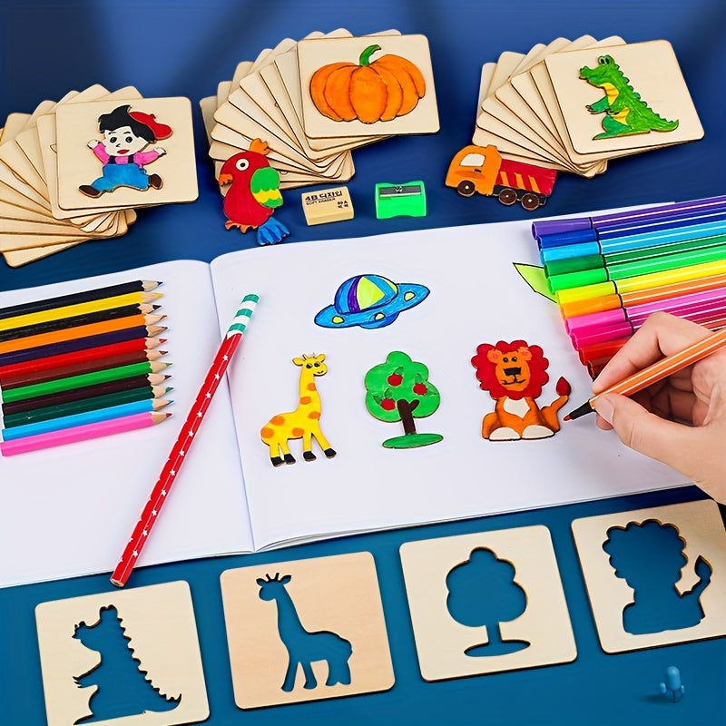 Montessori Drawing Templates  Wooden Educational Art Set - Product detail 4