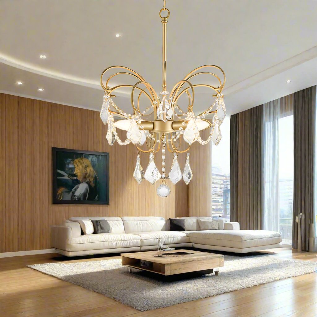 Crystal Chandelier Brass Butterfly Design - Product example