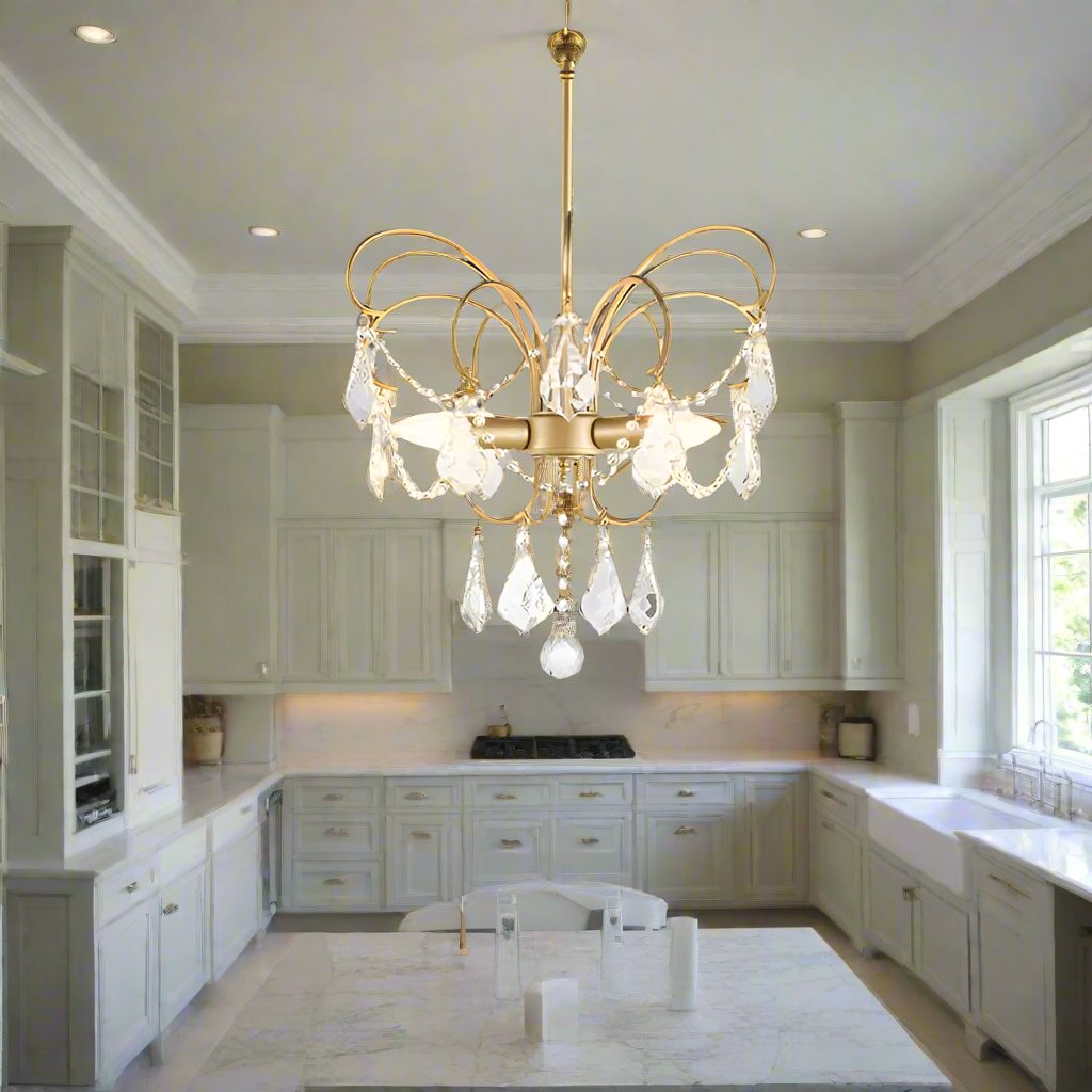Crystal Chandelier Brass Butterfly Design - Product showcase
