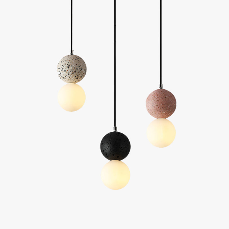 Modern Pendant Light Terrazzo Globe Glass Shade - Product showcase