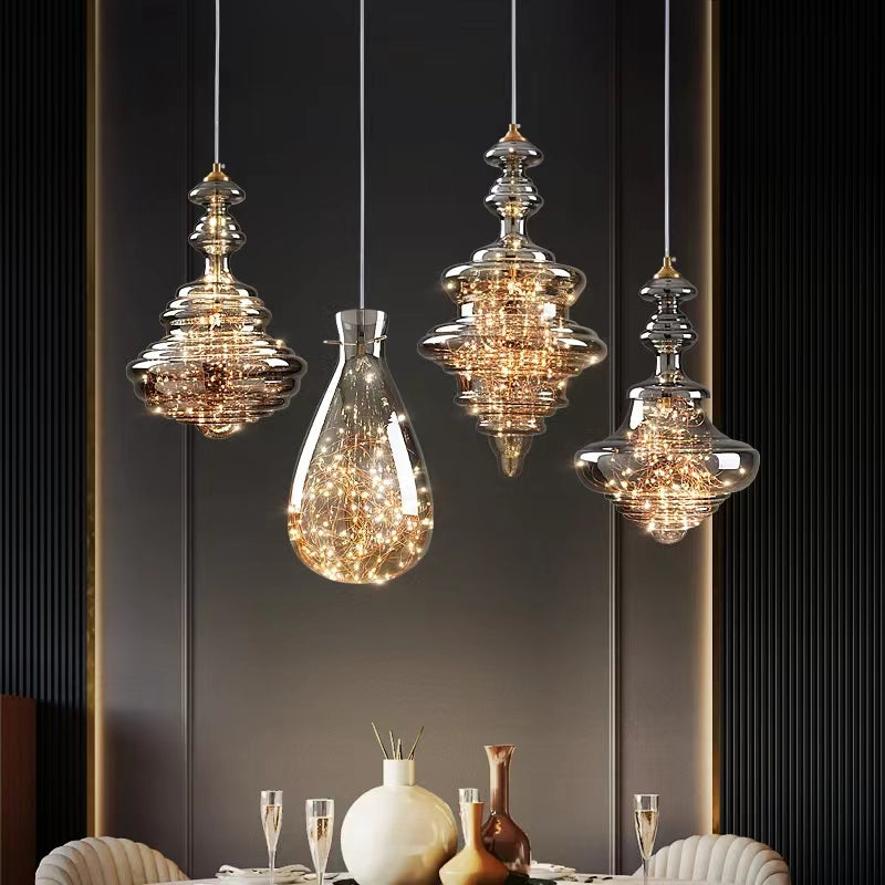 Modern Glass Pendant Light Smoked Grey LED Collection - Product detail 5