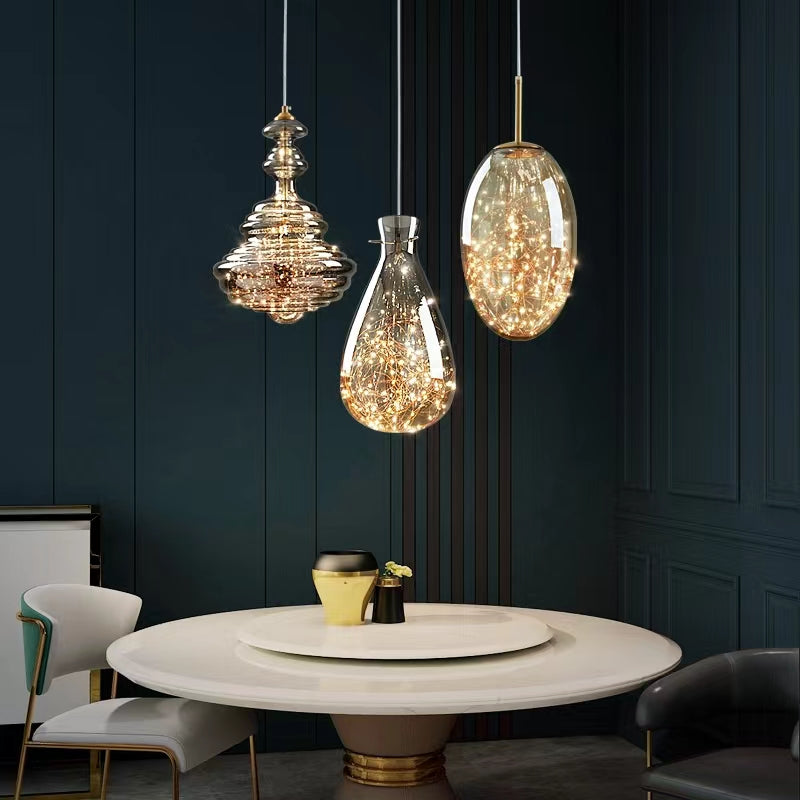 Modern Glass Pendant Light Smoked Grey LED Collection - Product detail 6