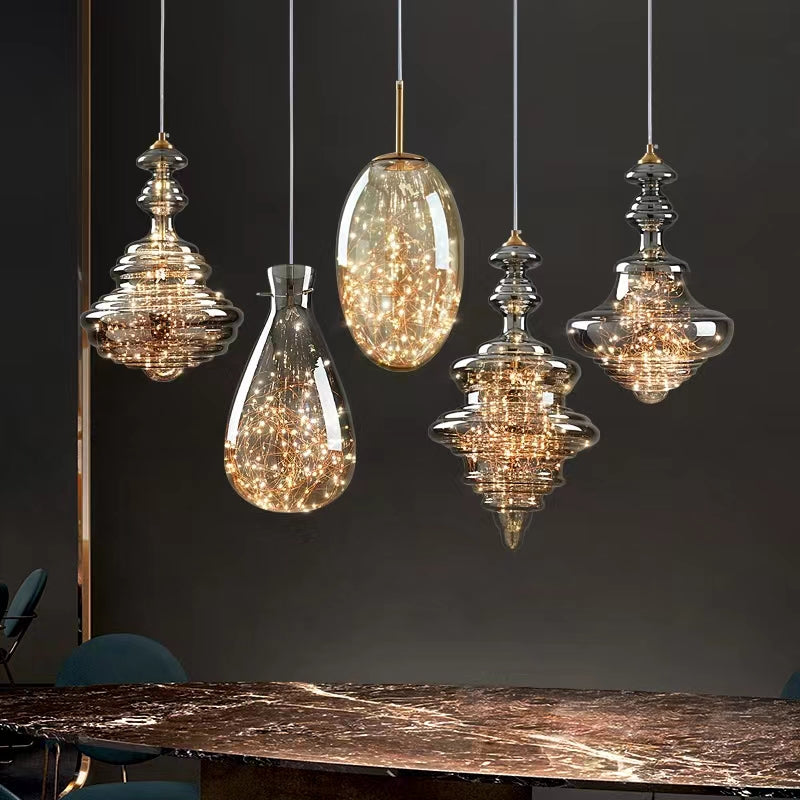 Modern Glass Pendant Light Smoked Grey LED Collection - Detailed view