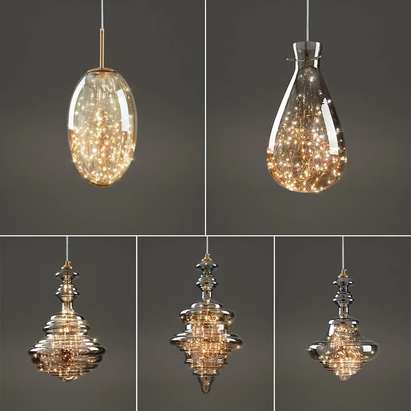 Modern Glass Pendant Light Smoked Grey LED Collection - Product detail 4