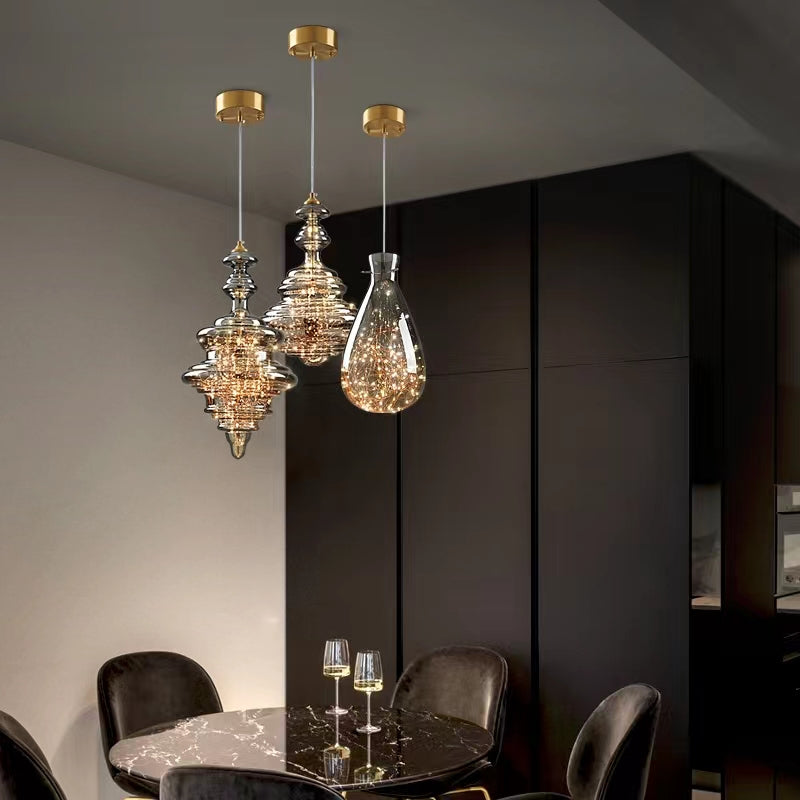 Modern Glass Pendant Light Smoked Grey LED Collection - Product detail 7