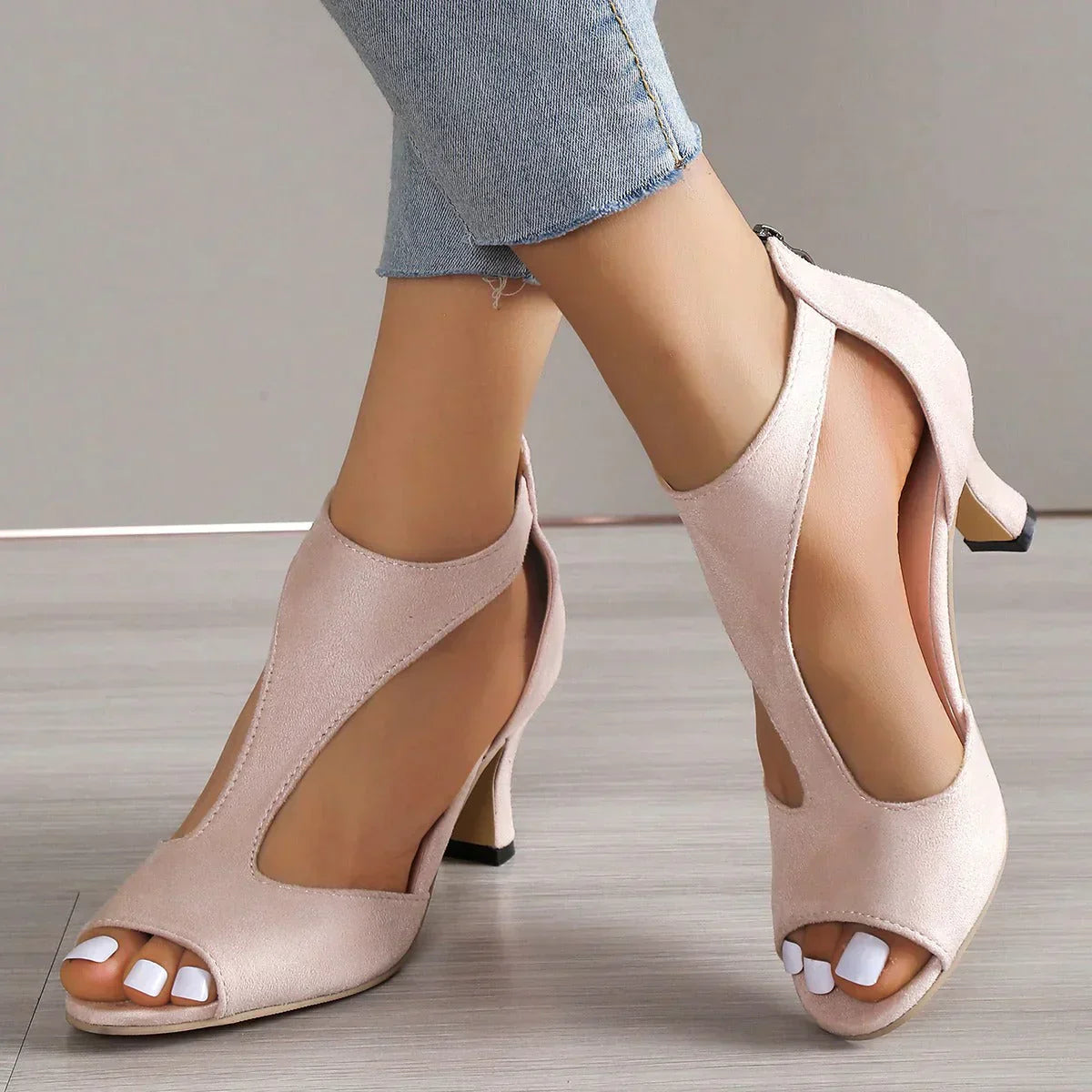 Orthopedic Peep Toe Heels  Elegant T-Strap Design - Product detail 5