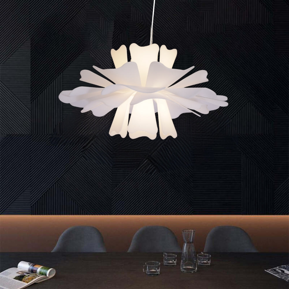 Modern Floral Pendant Light White Acrylic Petal Design - Product detail 5