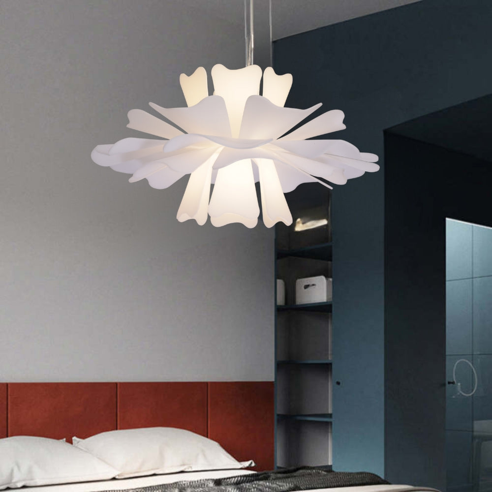 Modern Floral Pendant Light White Acrylic Petal Design - Product showcase