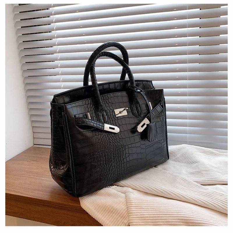 Stone Texture Leather Tote  Crocodile Pattern Dual-Size Design - Product detail 6