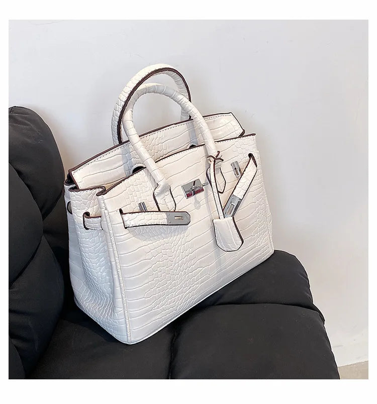 Stone Texture Leather Tote  Crocodile Pattern Dual-Size Design - Product detail 7