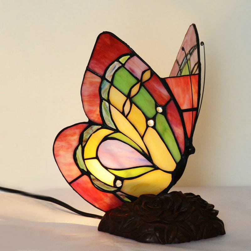 Tiffany Style Table Lamp Butterfly Stained Glass Design - Product example