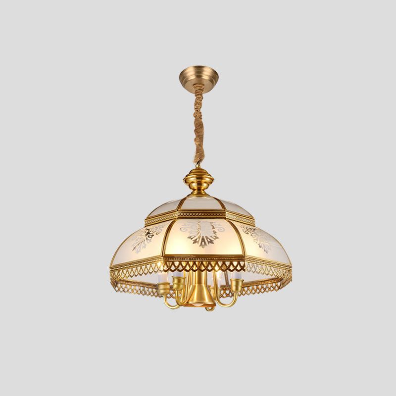 Vintage Brass Pendant Light  Frosted Glass Dome Design - Product detail 4
