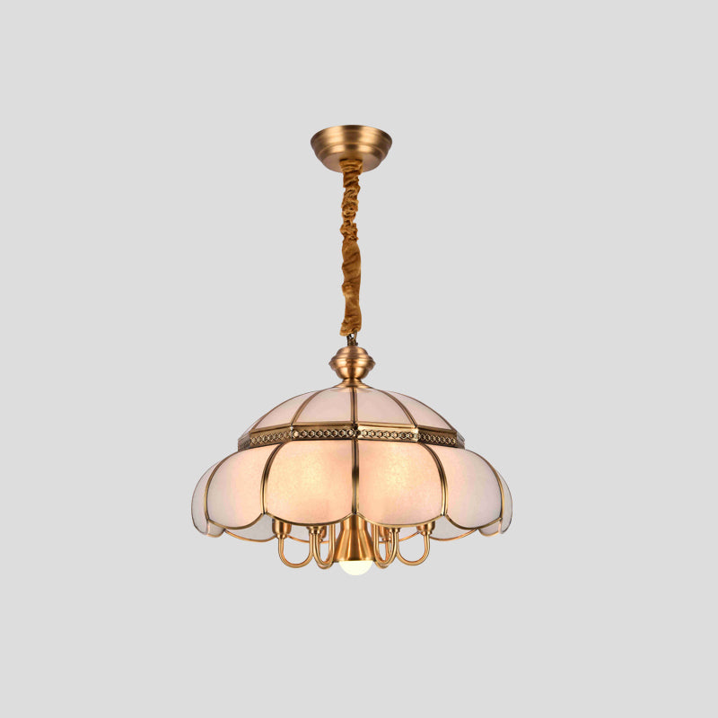 Vintage Brass Pendant Light  Frosted Glass Dome Design - Product detail 5