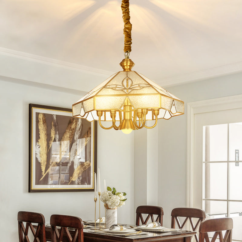 Vintage Brass Pendant Light  Frosted Glass Dome Design - Product example