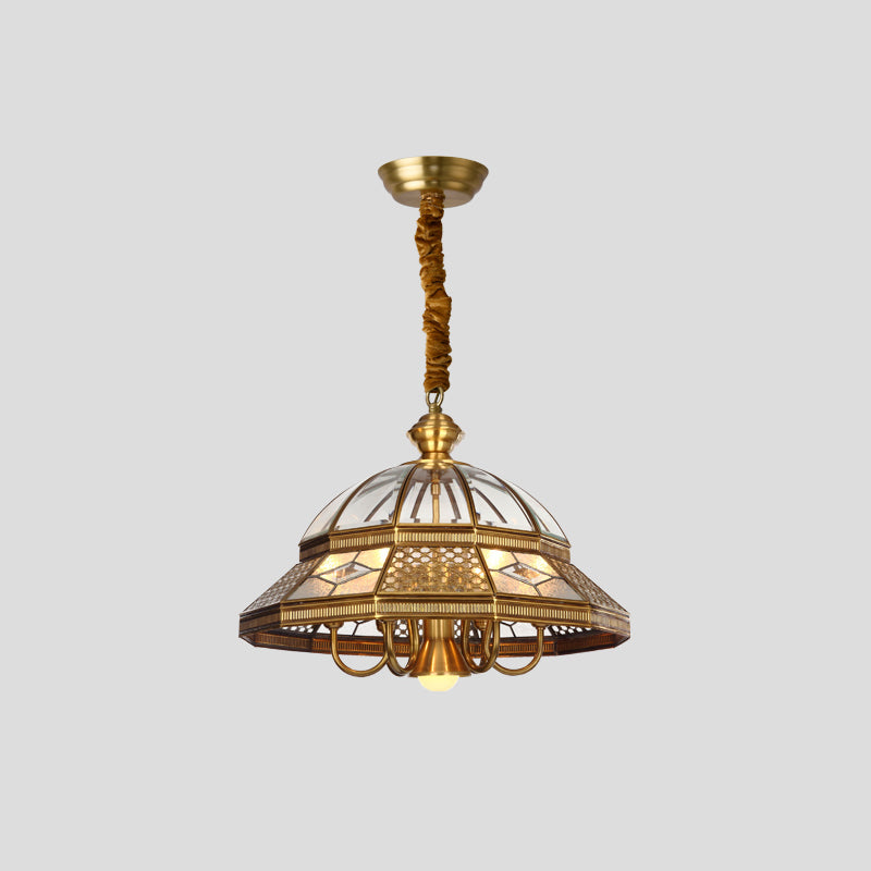 Vintage Brass Pendant Light  Frosted Glass Dome Design - Product detail 11