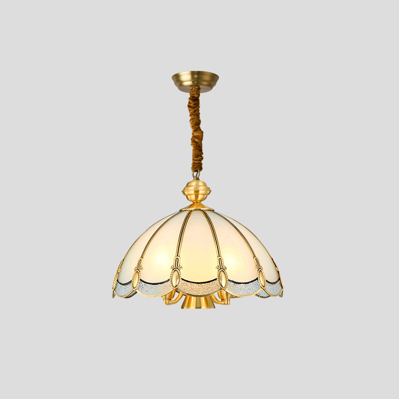 Vintage Brass Pendant Light  Frosted Glass Dome Design - Product detail 6