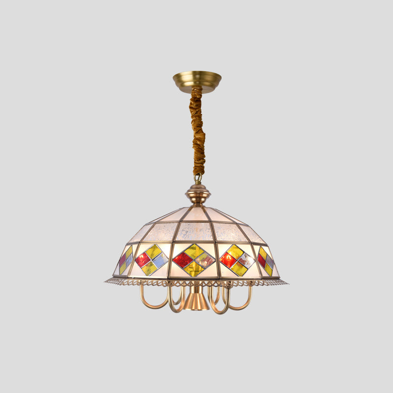 Vintage Brass Pendant Light  Frosted Glass Dome Design - Product detail 8