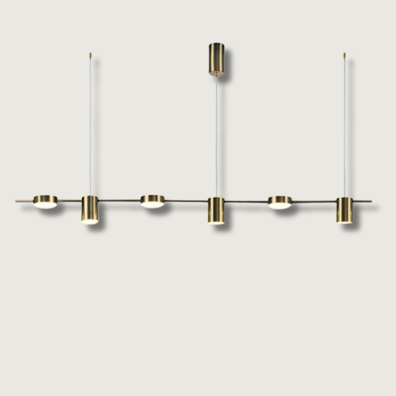 Modern LED Linear Pendant Brass Finish Adjustable Lighting - Product showcase