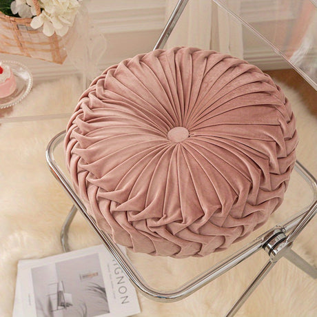 Round Velvet Cushion  Pleated Design with Center Button - Product detail 9
