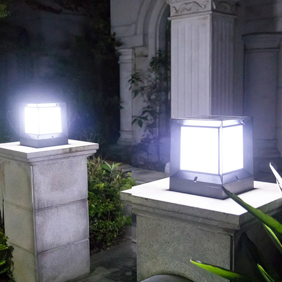 Modern Cube Outdoor Light Aluminum Garden Pillar Lamp - Product example