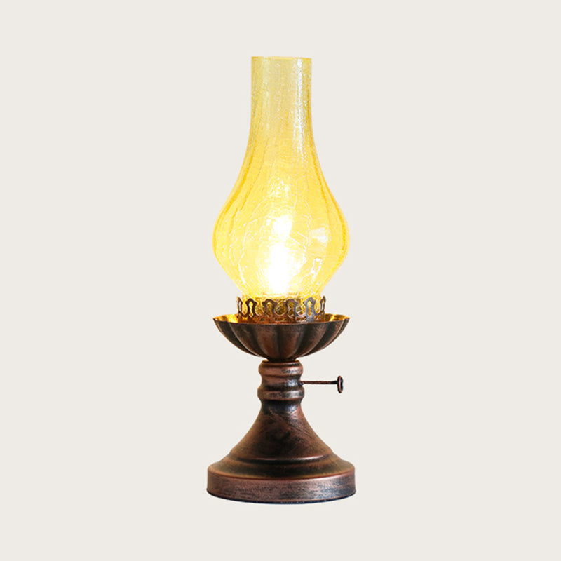 Vintage Glass Table Lamp Crackle Glass Kerosene Design - Product detail 4
