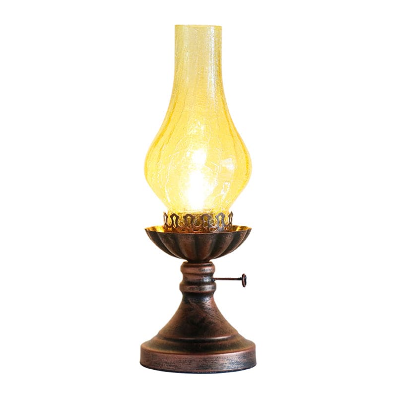 Vintage Glass Table Lamp Crackle Glass Kerosene Design - Product showcase